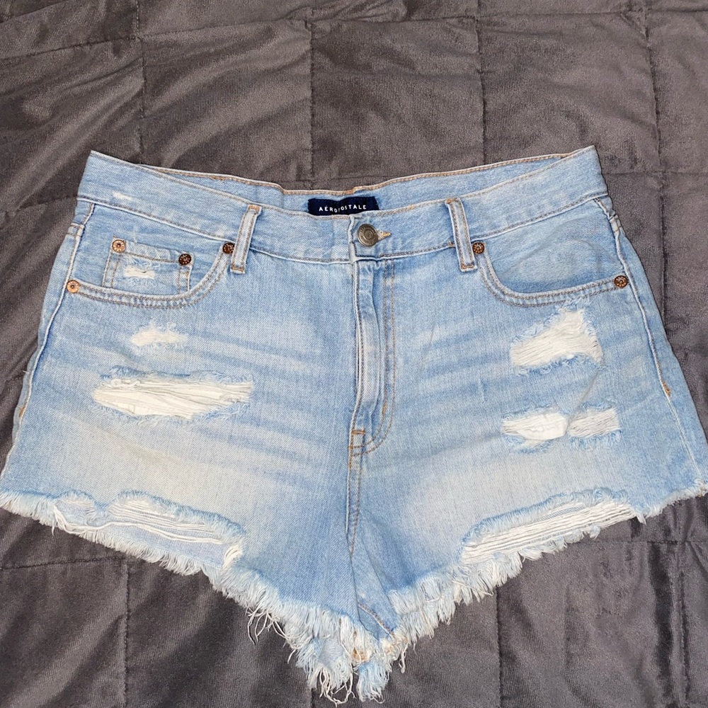 Aeropostale Light Blue Distressed Jean Shorts